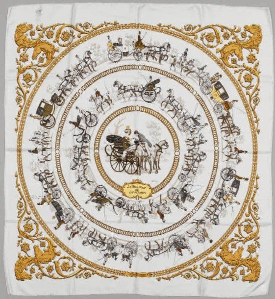 エルメス スカーフ「ロンシャンへの散歩」white バリエーション