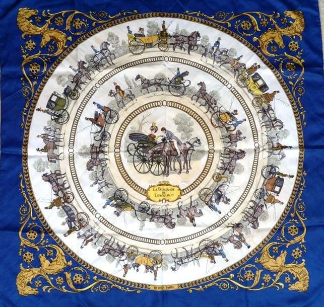 エルメス スカーフ「ロンシャンへの散歩」blue バリエーション