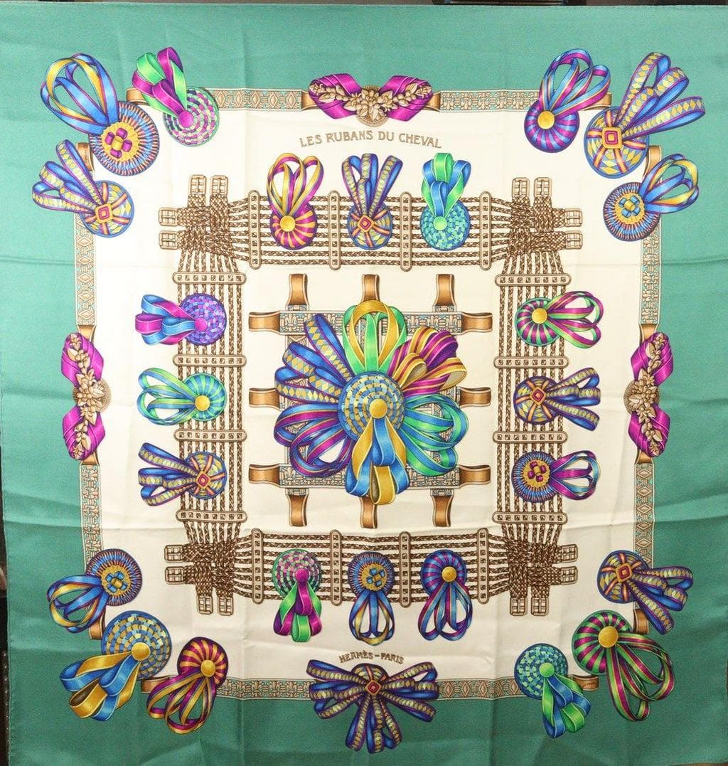 エルメス スカーフ「馬のリボン」green バリエーション
