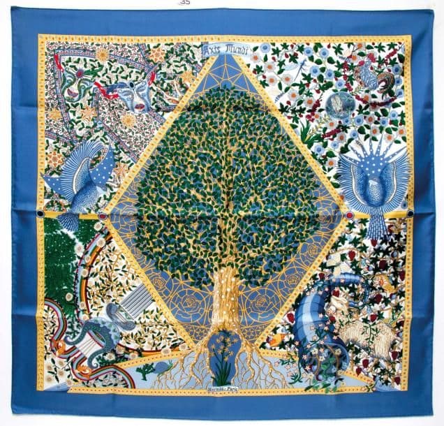 エルメス スカーフ「世界の中心軸」blue バリエーション