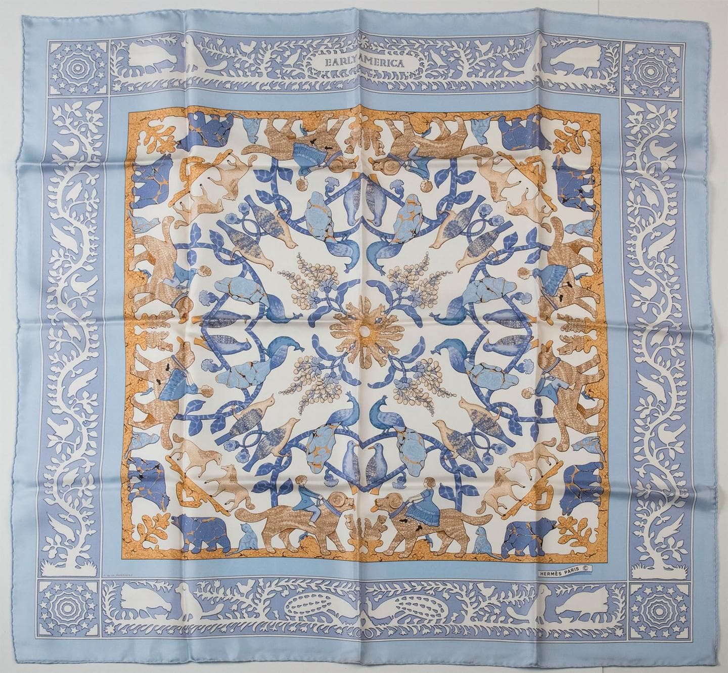 エルメス スカーフ「アーリーアメリカ」blue バリエーション