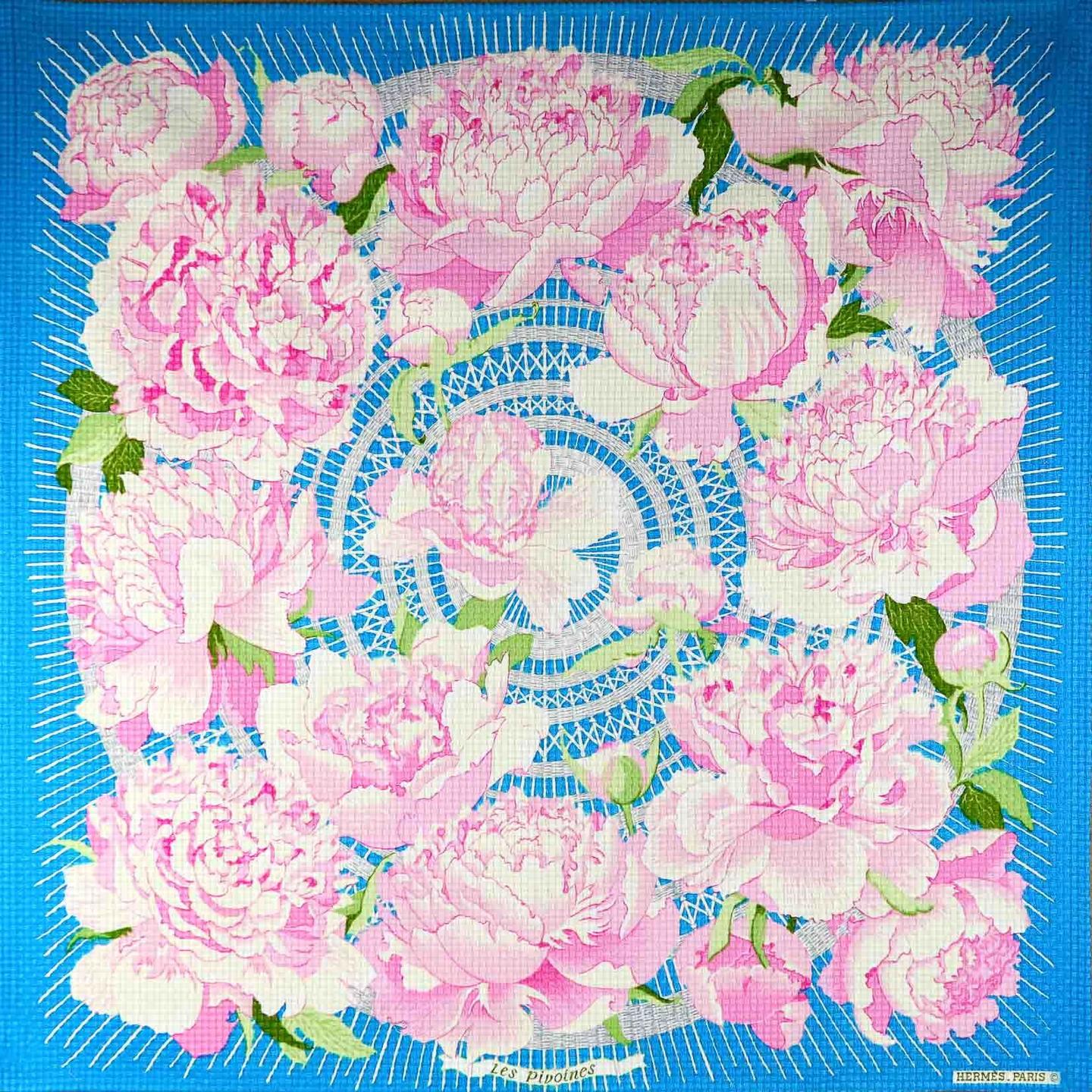 エルメス スカーフ「芍薬」blue バリエーション
