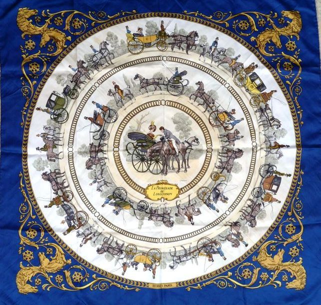 エルメス スカーフ「ロンシャンへの散歩」blue バリエーション