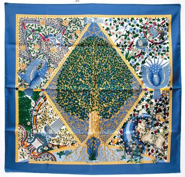 エルメス スカーフ「世界の中心軸」blue バリエーション