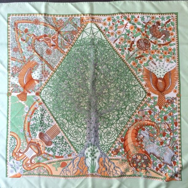 エルメス スカーフ「世界の中心軸」green バリエーション