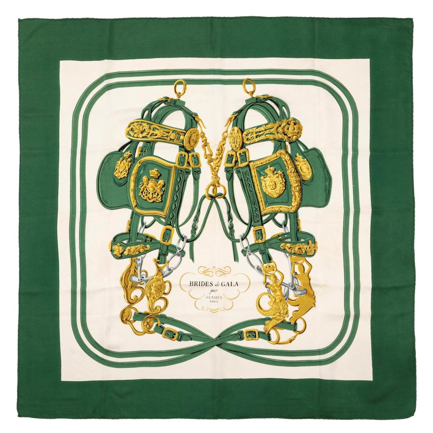 エルメス スカーフ「式典用馬勒」green バリエーション