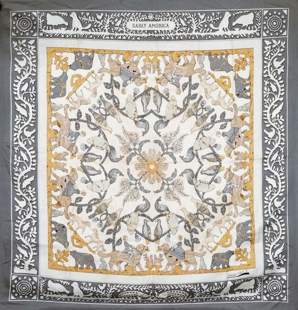 エルメス スカーフ「アーリーアメリカ」gray バリエーション