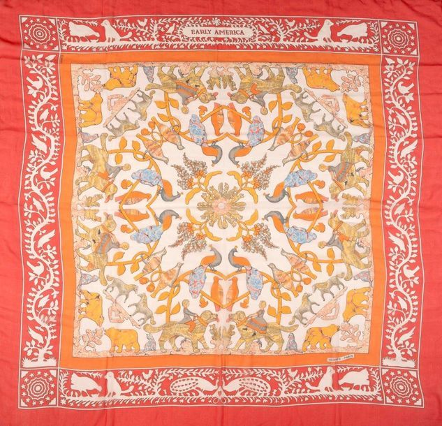 エルメス スカーフ「アーリーアメリカ」red バリエーション