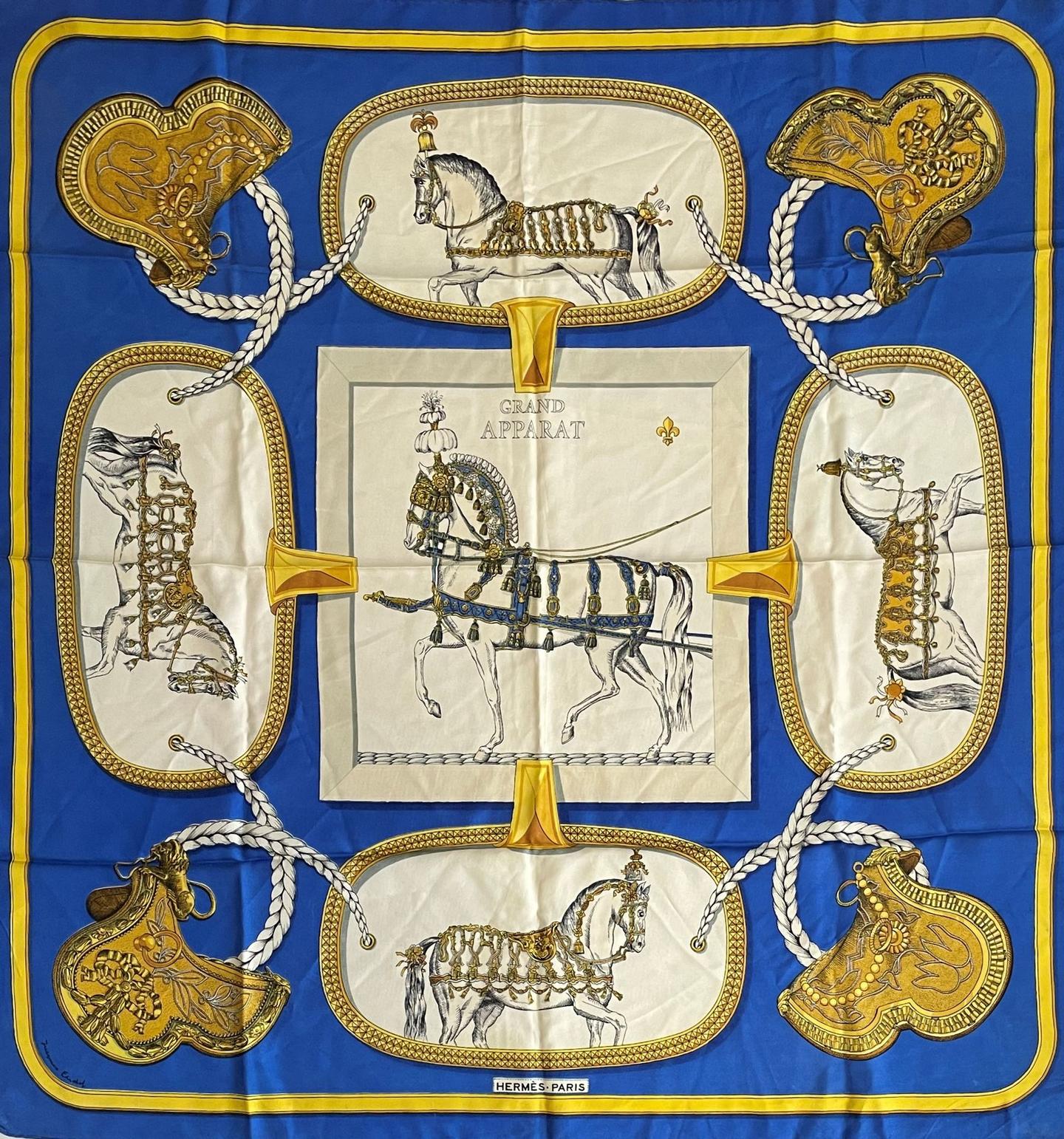 エルメス スカーフ「盛装の馬」blue バリエーション